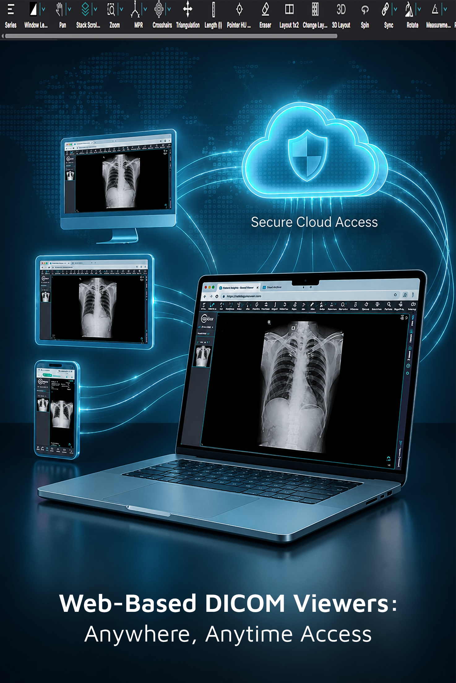 MEDVIEWER diagnostic imaging workspace connected to PACS